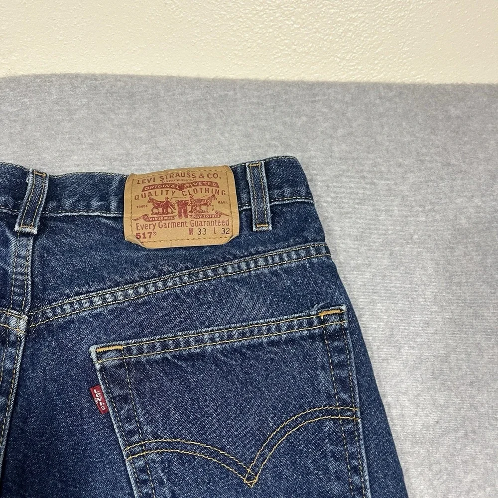 Vintage Levis Jeans Mens 33x32 (Fit 32x32) Blue 517 Bootcut Cowboy Western Dark